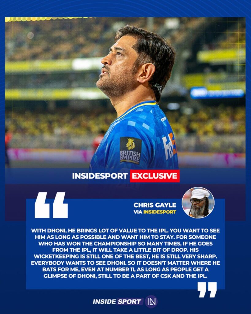 Chris gayle on ms dhoni via insidesport